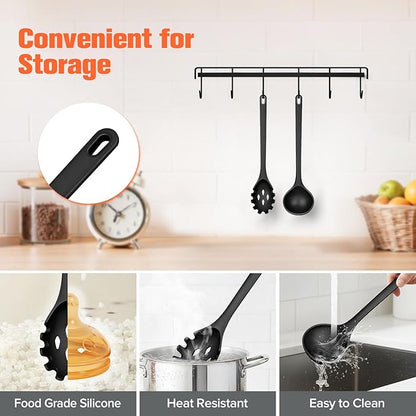Silicone Spaghetti Spoon&Soup Ladle Cooking Utensils Set of 2, No Scratch
