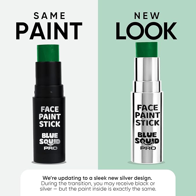Blue Squid PRO Forest Green Face Paint Stick - Waterproof Body Paint for Adults & Kids Eye Black Baseball, Eyeblack Softball - Hypoallergenic Twist-Up Non-Toxic Makeup Stick for Cosplay, Sports, SFX