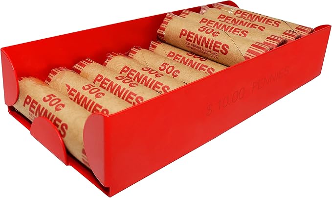 Nadex 4 Pack Assorted Aluminium Coin Trays - Stackable Single Compartment Coin Sorting and Storage Trays - Holds 20 Penny Rolls, 10 Nickel Rolls, 20 Dime Rolls, 10 Quarter Rolls