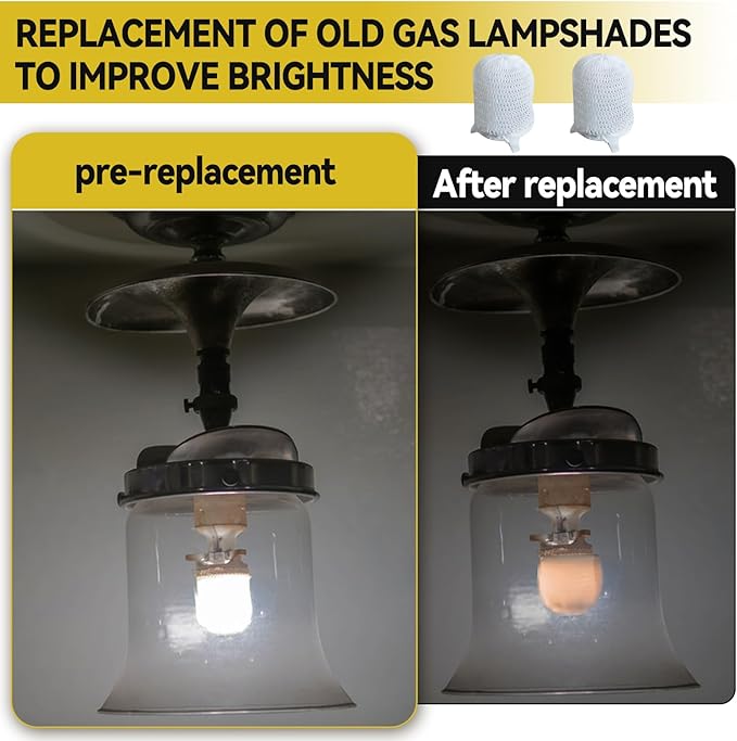 Preformed Gas Light Mantles, Gas Lamp Mantles Gaslight Mantles Preformed Inverted Mantle Gas Light Preformed Mantle for Outdoor Indoor Gas Lights