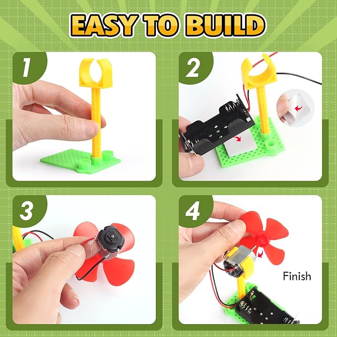 STEM Toys Science Kits, 7 Bulk Electric Circuit Kit for Kids Classroom, STEAM Activities Crafts Electrical Experiment 2nd 4th 5th Grade STEM Gifts, Build a Fan Activity Projects School Party Favors