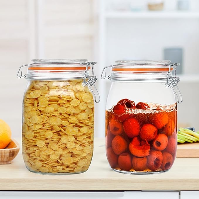 Glass Jars 32oz, Airtight Glass Food Storage Jar