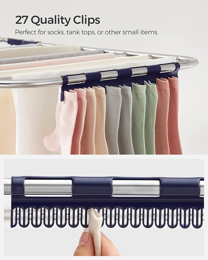 SONGMICS Clothes Drying Rack, Foldable 2-Level Laundry Drying Rack,