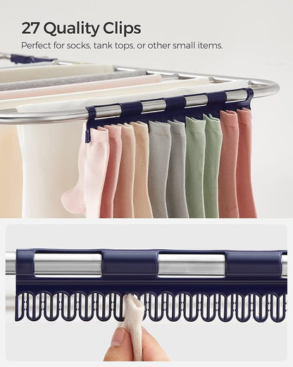 SONGMICS Clothes Drying Rack, Foldable 2-Level Laundry Drying Rack,