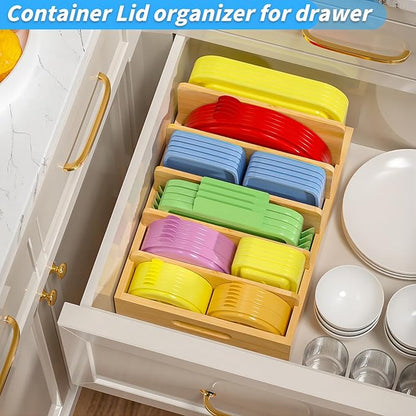 Kiasthome Bamboo Lid Organizers Inside Cabine, Kitchen Cabinet Organizer