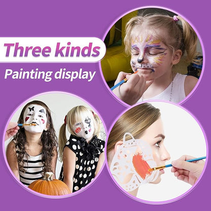 VESPRO Professional Face Body Paint Kit,42 Colors Oil Face&Body Paint Kit (26 Classic Colors+10 Metal Colors +6 UV Glow Colors) with 10 Size Brushes 4PCS Reusable Large Face Stencils and 4PCS Small Paint Stencils for Kids’ and Adults’ Halloween Makeup