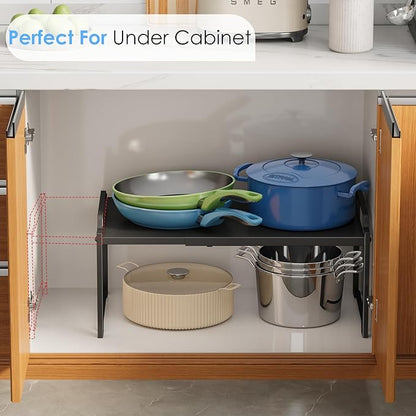 2 Pack 11” Width Expandable Kitchen Cabinet Organizer Shelves, Metal Kitchen