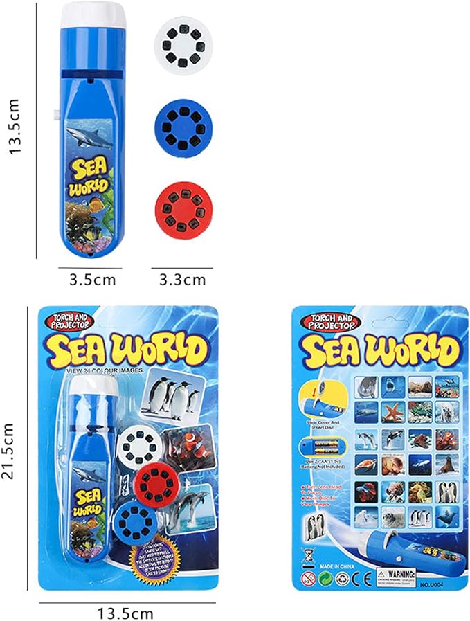 Georgie Porgy Children Projector Toys Educational Science Set Wall Ceiling Tent Torch Flashlight for Kids Gifts for Boys Girls (Wild Animal + Sea World)