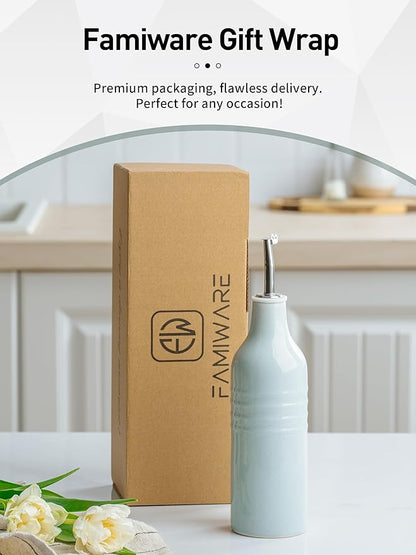 famiware Jupiter 16oz Ceramic Olive Oil Dispenser Bottle, Olive Oil and Vinegar