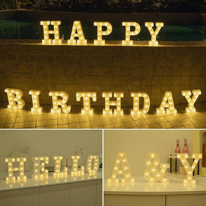 Foaky Rechargeable LED Letter Lights Sign Marquee Light Up Letters Sign for Night Light Wedding/Birthday Party Christmas Lamp Home Bar Decoration (G)