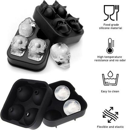 2 Pack Halloween Ice Cube Molds, Halloween Reusable Ice Cube Tray