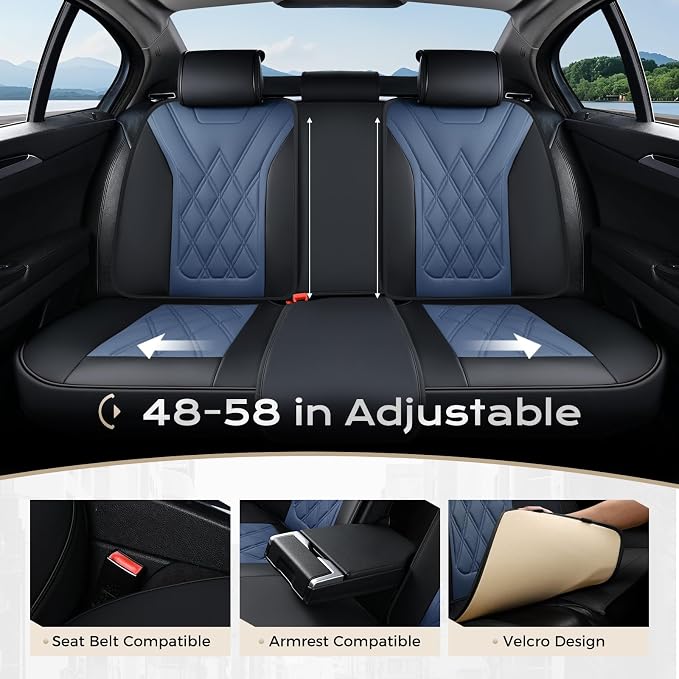 Coverado Car Seat Covers Full Set, Seat Covers for Cars, Front Seat Covers and Back Seat Cover Waterproof Leather Automotive Seat Cover, Universal Car Interior Protectors Cushion for Most Cars