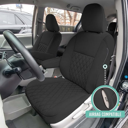 FH Group Custom Fit Car Seat Covers Specifically Made for 2011-2020 Toyota Sienna 7-8 Seater with Ultraflex Neoprene Water Resistant Automotive Seat Covers - Front Set Black