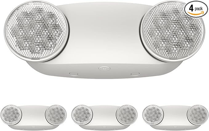4 Pack Emergency Light, Emergency Lights for Business, LED Emergency Lights with Battery Backup, 2 Bug Eye Heads Adjustable Commercial Emergency Lighting Fixtures, UL 924 Certified
