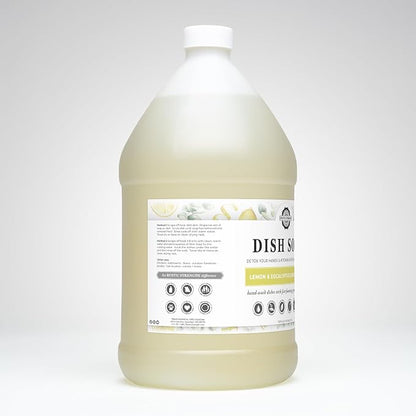 Rustic Strength Natural Dish Soap, Lemon & Eucalyptus, 1 Gallon Plastic | High-Lathering, Concentrated,Plant-Based Formula,Tough Grease Cleaner