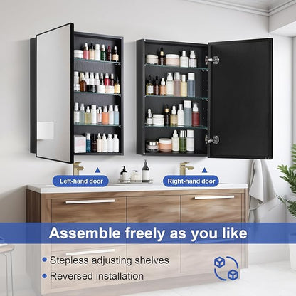 Medicine Cabinet with Mirror, 20x30 Inch Rectangle Wall Mounted Bathroom Vanity
