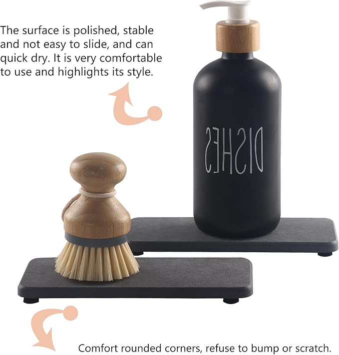 NiuYichee 2 Pcs Water Absorbing Stone Trays, Kitchen/Bathroom Sink Soap Dish