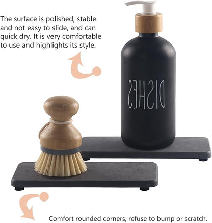 NiuYichee 2 Pcs Water Absorbing Stone Trays, Kitchen/Bathroom Sink Soap Dish