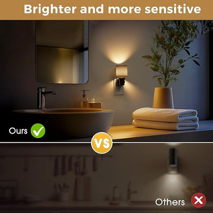 L LOHAS LED Night Lights Plug into Wall, 2 Pack Linen Fabric Cylinder Decor