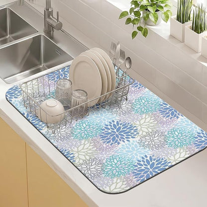 Kitchen Countertop Dish Drying Mat, Super Absorbent Coffee Bar Mat