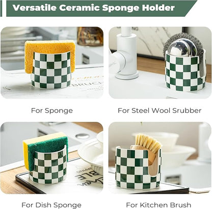Zoeeker Ceramic Kitchen Sponge Holder, Dish Sponge Holder Suitable