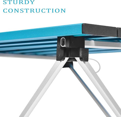 Grope Portable Camping Table with Aluminum Table Top, Folding Beach Table Easy to Carry, Prefect for Outdoor, Picnic, BBQ, Cooking, Festival, Beach, Home (Deep Blue-S)