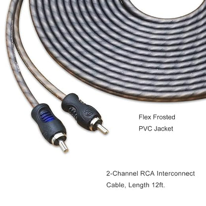 RECOIL RCI212 100% Oxygen Free Copper 12ft 2-Channel RCA Audio Cable, Twisted Pair with Noise Reduction