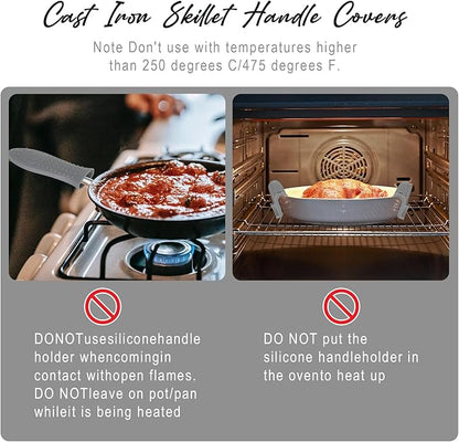 Joyhalo Cast Iron Skillet Handle Covers, 6 Pack Heat Resistant Silicone Pot Handle Sleeve Covers, Grey