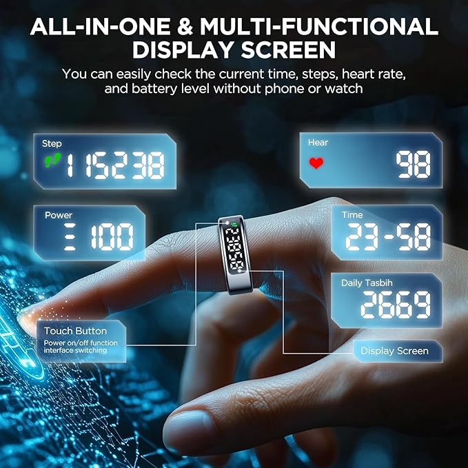 Smart Ring Health Tracker with Display Screen, Sleep Tracker with Heart Rate