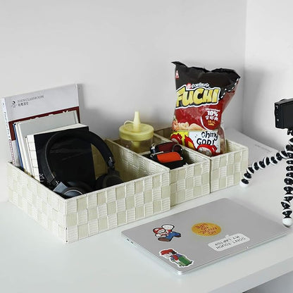 Posprica Woven Storage Baskets for Organizing, Small Black Baskets Cube Bin