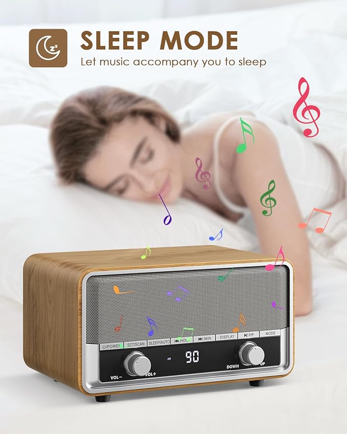 Vintage Wood AM FM Bluetooth Radio