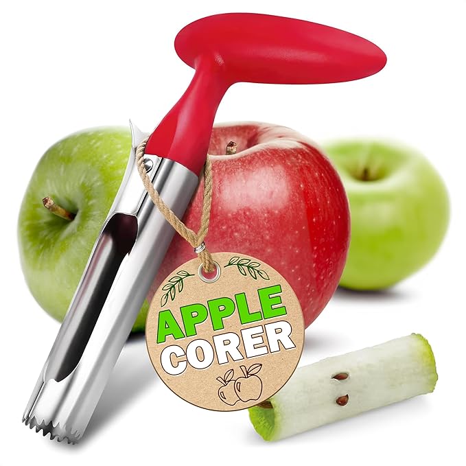 Apple Corer Tool – Stainless Steel Apple Core Remover with Durable Plastic Handle – Comfortable Grip, Easy to Use, Dishwasher Safe & Long-Lasting | Works for Apples, Pears, Tomatoes, Peppers & More