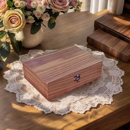 Handmade Walnut-Colored Keepsake Storage Box with Lid - Ideal Gift for Weddings, Anniversaries, Birthdays, or Travel Letters. Perfect for Home Decoration (Storage Box-25 * 18cm)