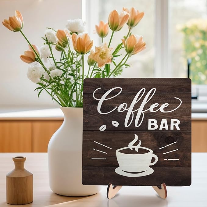 Funny Coffee Bar Decor Sign – Rustic Wooden Plaque