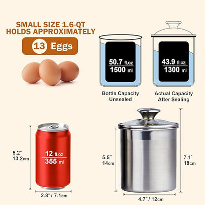Cooks Standard Stainless Steel Food Jar Storage Canister Set Large 4-Piece, 1.6qt/2.5qt/3.5qt /5qt Airtight Containers with Glass Lid for Tea Coffee Sugar Flour Pantry Kitchen Counter