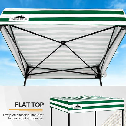 EAGLE PEAK Flex Compact 4x4 Pop-up Canopy Changing Room, Portable Privacy Dressing Room for Indoor Fashion Photoshoots, Camping, or Pool, White/Green