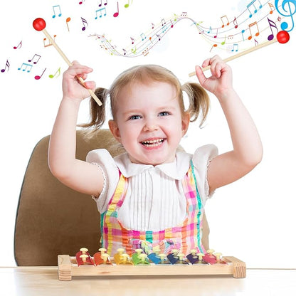 6 Pcs Xylophone for Kids Wooden Xylophone with Mallets Musical Instrument Wood Baby Percussion Kit for Educational Preschool Music Learning