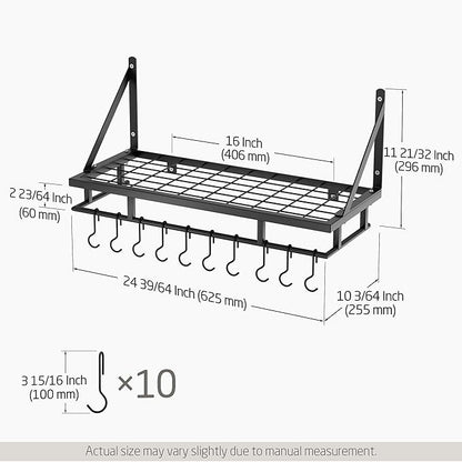 KES 24 Inch Kitchen Pot Pan Rack Wall Mounted Hanging Storage Organizer Wall
