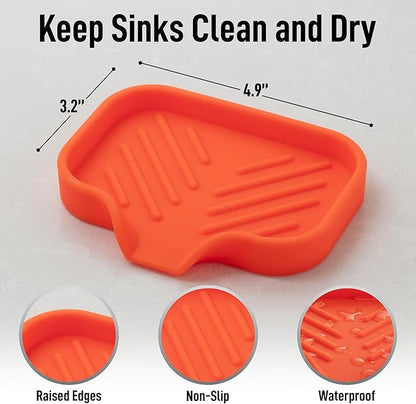 Zulay Kitchen Small Silicone Sponge Holder – Space-Saving Sink Organizer Tray