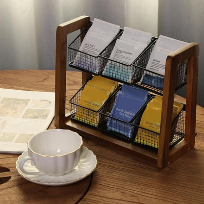HTB 2 Tier Tea Organizer for Tea Bags, Tea Bag Holder