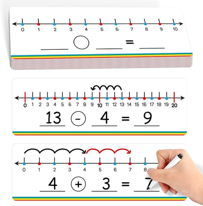 Aizweb 28 Pack Number Line Dry Erase Board Card,12" x 3.9" Small Whiteboard Math Manipulatives Addition Subtraction Game for Student Classroom Must Have Homeschool Teacher Supplies Learning Activities