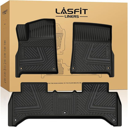 LASFIT Floor Mats for Rivian R1T 2024 2023 2022, All Weather Floor Liner TPE Custom Fit Car Mats for Rivian R1T 1st & 2nd Row Rubber Mats, Black,Tasteless, Durable and Easy to Clean