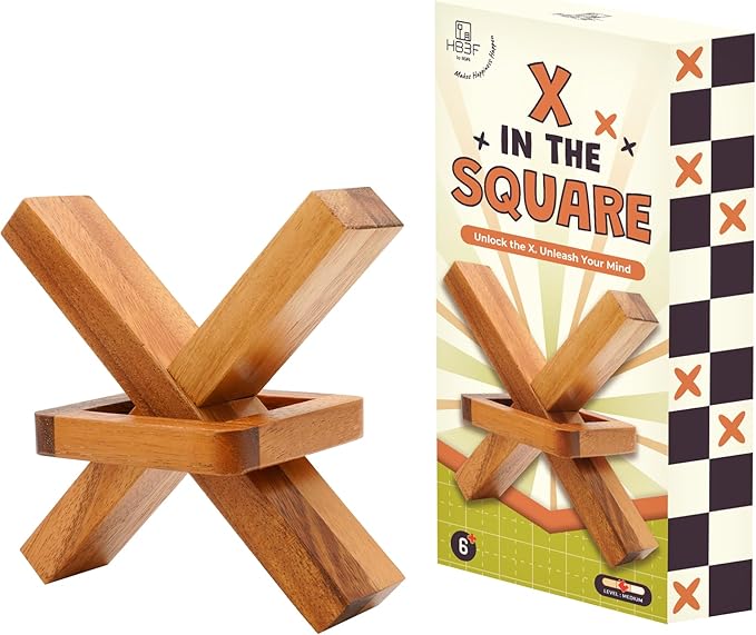BSIRI Wooden Brain Teasers for Adults Logic Games Gift Puzzle and Mind Teasers for Kids of The Cross Out Tricky Games Wood IQ Puzzles Challenging to Open Trick Lock