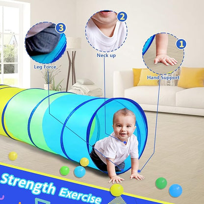 PigPigPen Kids Tunnel for Toddlers,Pop Up Play Tunnel Tent for Babies or Dogs, Indoor & Outdoor Toys for Kids Backyard Playset (Yellow,Green,Blue Play Tent)