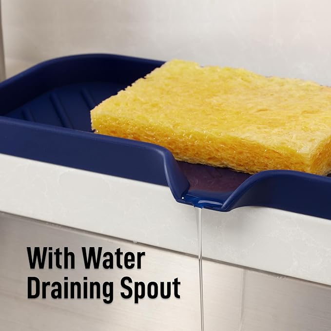 Zulay Kitchen Large Silicone Sponge Holder – Flexible Sink Organizer Tray
