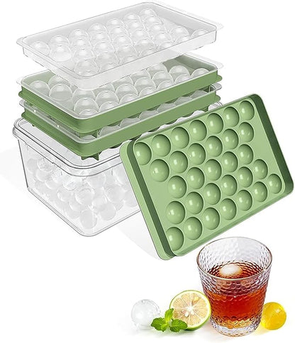 Ice Cube Tray with Lid and Bin, Ice Tray, 62 Round Ice Trays
