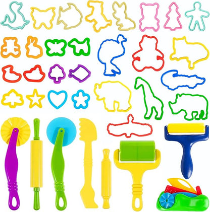 36-Piece Dough Tool Set for Kids Ages 3-8 – Includes Animal Cutters, Rolling