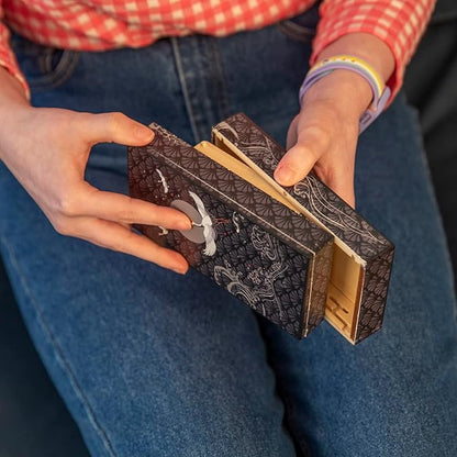 Bits and Pieces - Soaring Cranes Secret Puzzle Box - Wooden Money Box Brainteaser - 10 Step Solution Brain Game
