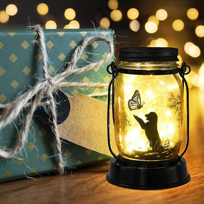 kyoryuger Dog Solar Lanterns Retriever Dog Solar Lights Golden Retriever Gifts for Women Men Dog Lovers Gifts Decorative Hanging Dog Lanterns with Stake for Yard Lawn Garden Decor Outdoor Dog Light