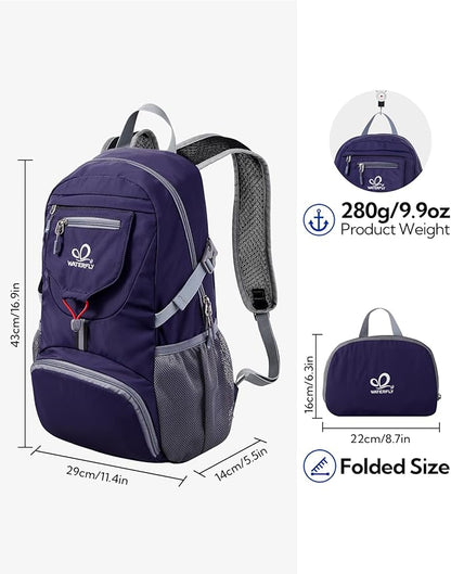 WATERFLY Small Lightweight Packable Backpack: 20l Ultra Light Foldable Travel Hiking Camping Daypack Day Pack for Man Woman